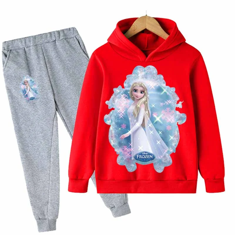 

Girl Cartoon Set Spring Autumn Kids Frozen Sport Hoodie Fashion Toddler Elsa Clothes Little Girl Princess Aisha Two-piece Sets