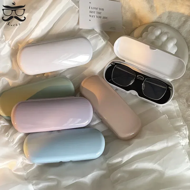 Cream Colored Glasses Case Women Portable Cute Sunglasses Myopia Glasses Storage Box Travel Protective Organizer