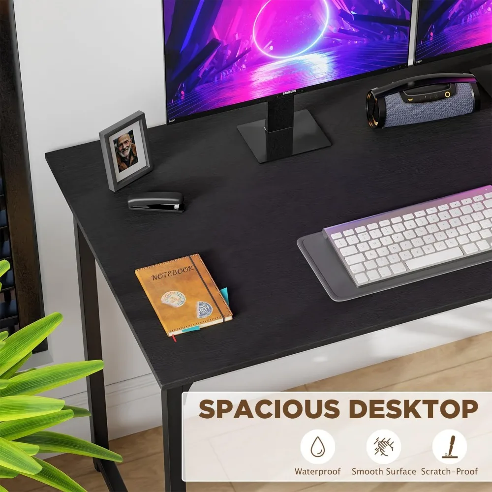 47 inch Computer Desk Gaming Desk Multi-Function Writing Table Student Art Modren Simple Style PC Wood & Metal Desk Workstation 4