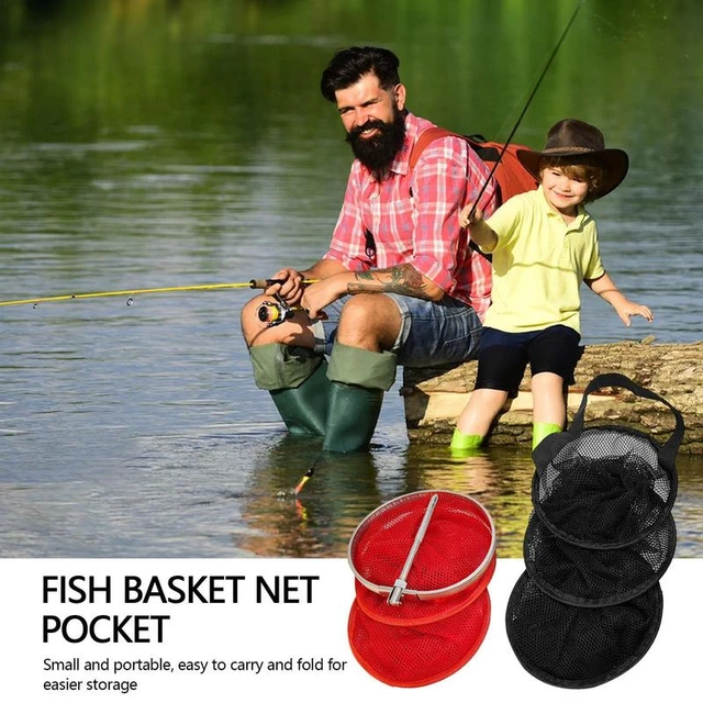 1m Nylon Fish Net Alloy Fish Trap Live Fishing Cage Basket