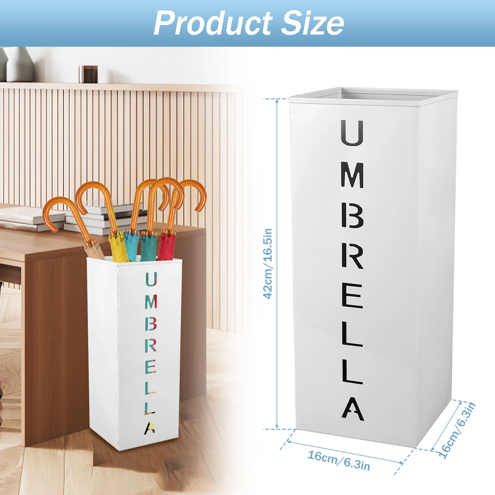 Metal Umbrella Stand Square Free Standing Umbrella Rack Decorative Holder Bin Multipurpose Walking Sticks Holder Home