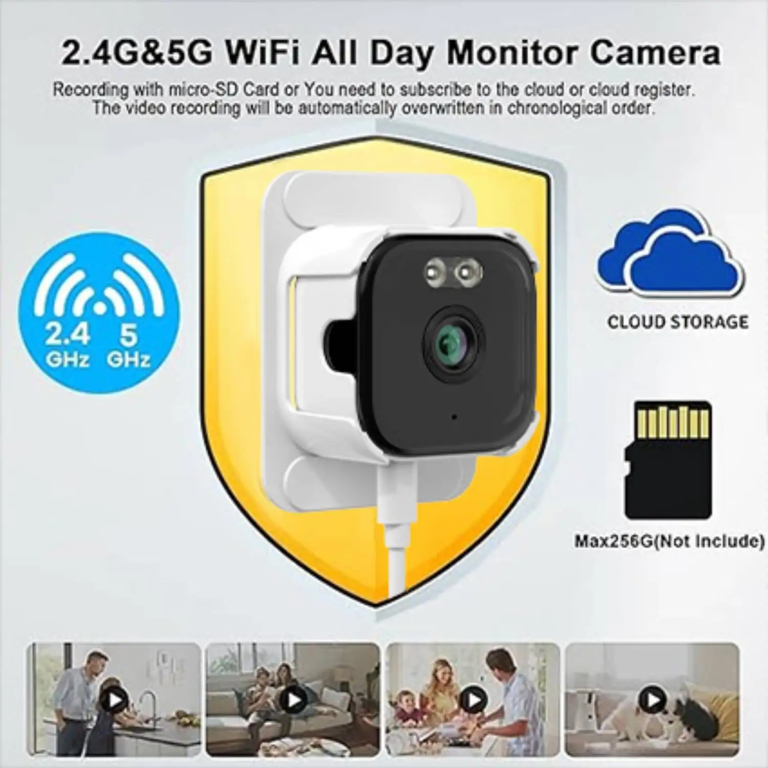 2K HD Smart Window Camera, 2.4G/5G WiFi Indoor Cameras For Home Security Color Night Vision Motion Detection 24/7 Recording 3