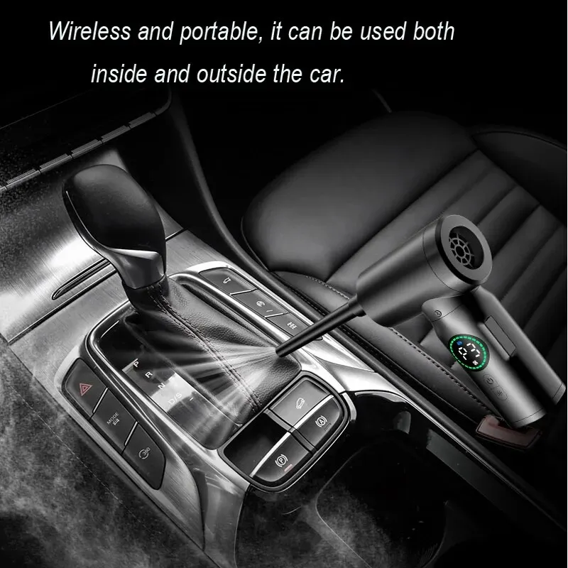 Cordless Air Duster Portable Compressed 2 in 1 Air Blower & Vacuum Cleaner 3 Speed for Keyboard Computer Car Cleaning