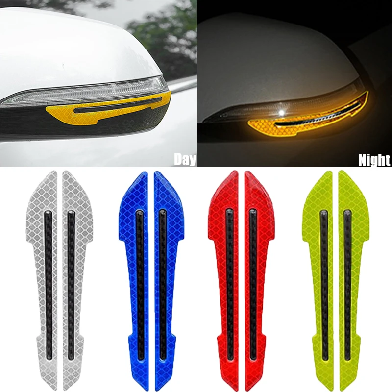 

2Pcs/set Car Rearview Mirror Reflective Stickers Auto Styling Night Driving Safety Warning Door Tail Reflector Car Accessories