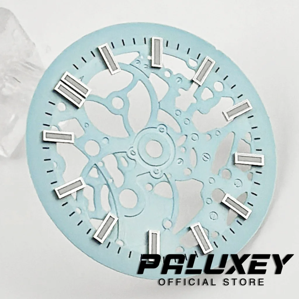 29.5mm Hollow skeleton dial Black blue green white dial green luminous suitable for NH70 NH72 movement watch dial accessories watch face accessories clock movement parts