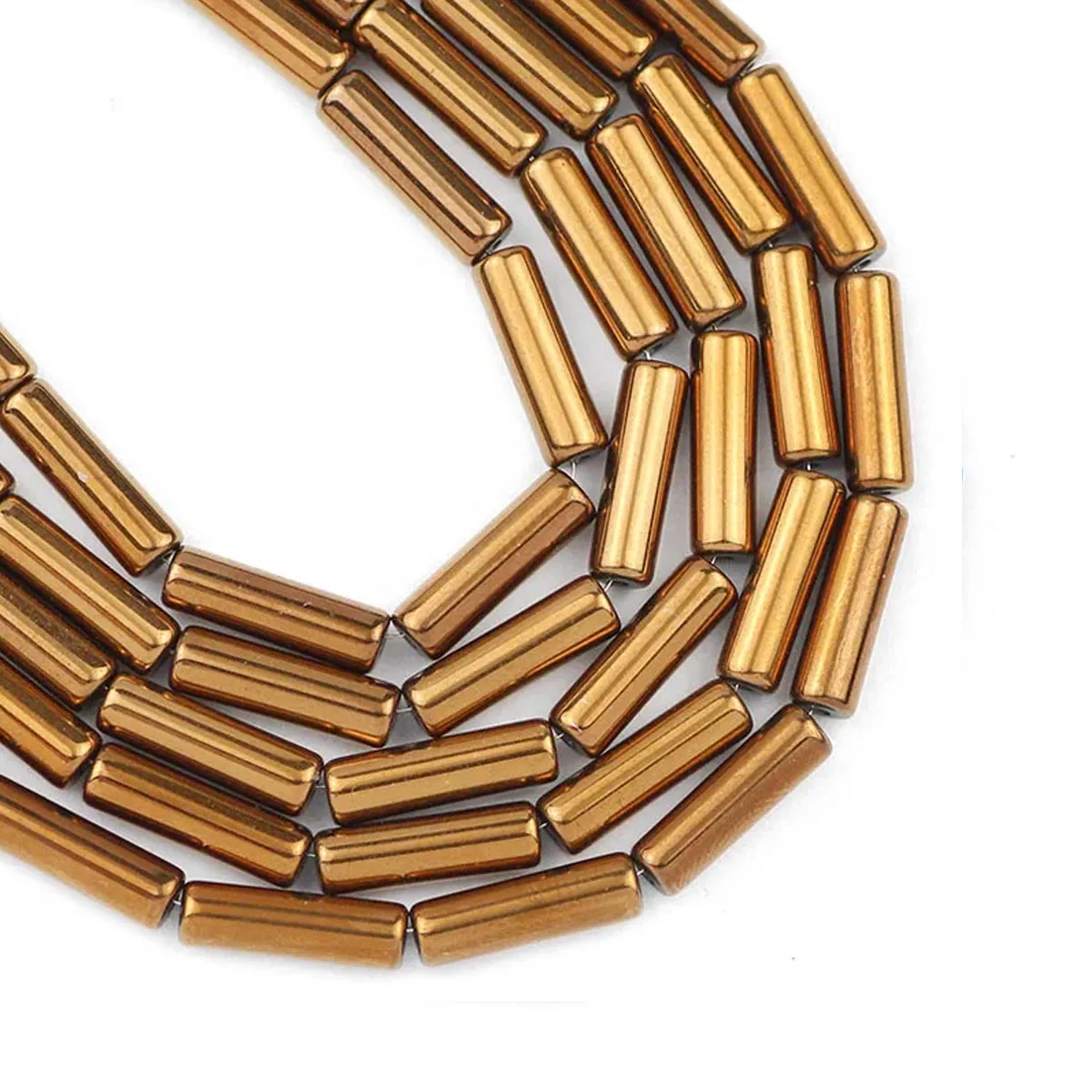 Rose Gold Plated Lava Stone Cylinder Beads
