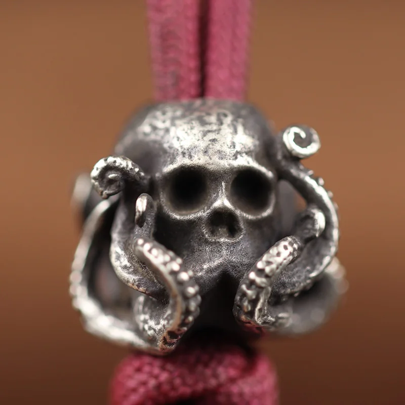 

Skull Head Octopus Brass Knife Beads Outdoor EDC Umbrella Rope Pendants DIY Paracord Bracelets Accessories Lanyard Punk Hangings