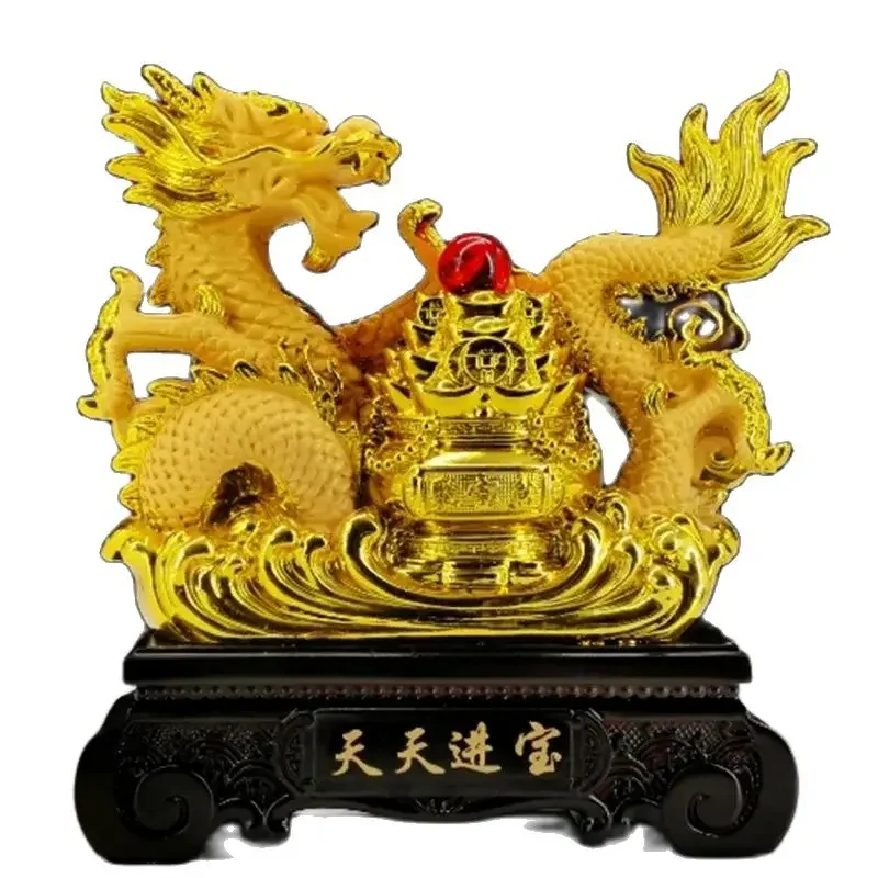 

2024year alluvial gold Resin dragon bead handicraft furnishing articles Prosperous home decoration mascot Fengshui statue
