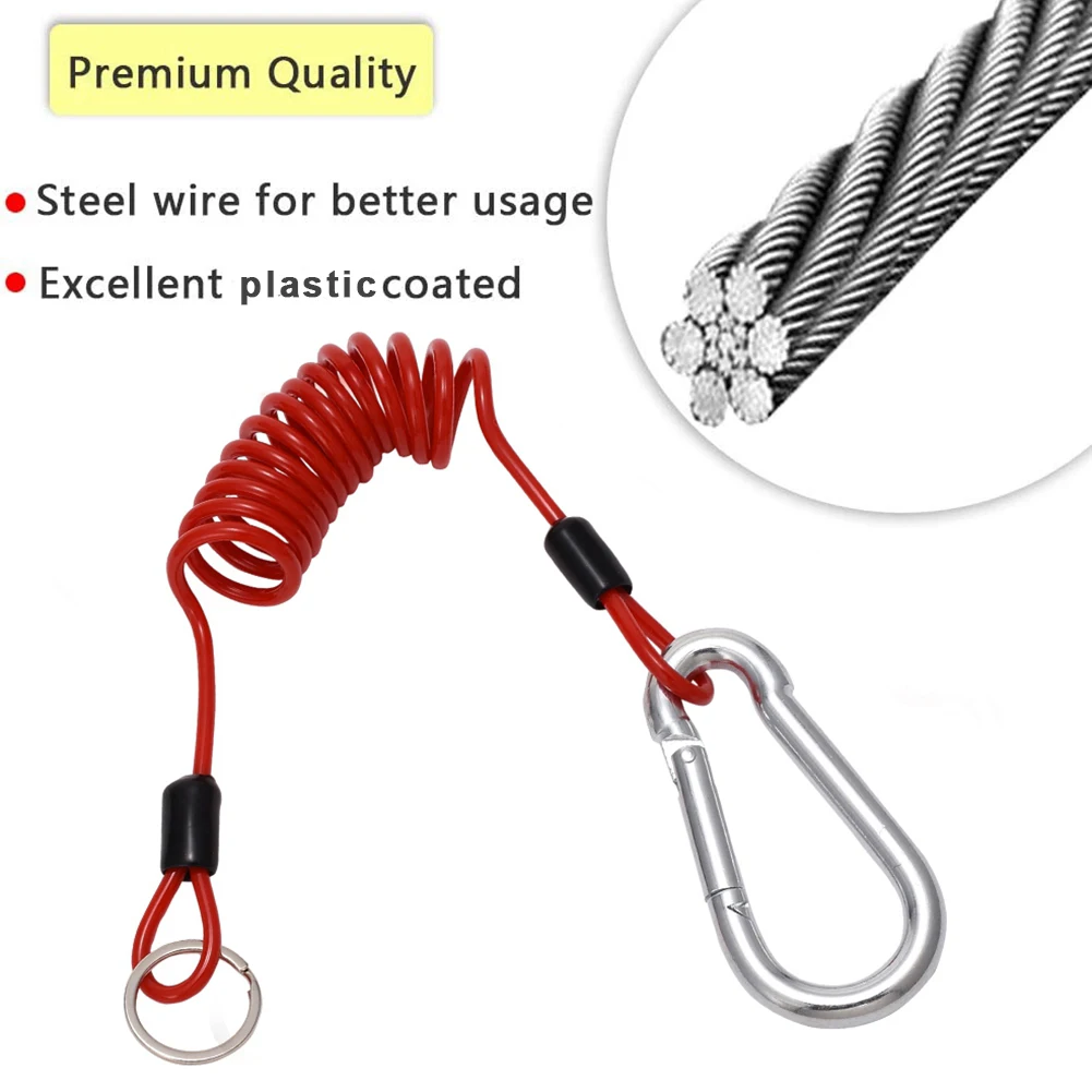 Breakaway Trailer Cable 2Pcs Trailer Brake Cable RV Stainless Steel Spring Towing Coiled Wire Steel Wire Extend to 4ft Coiled