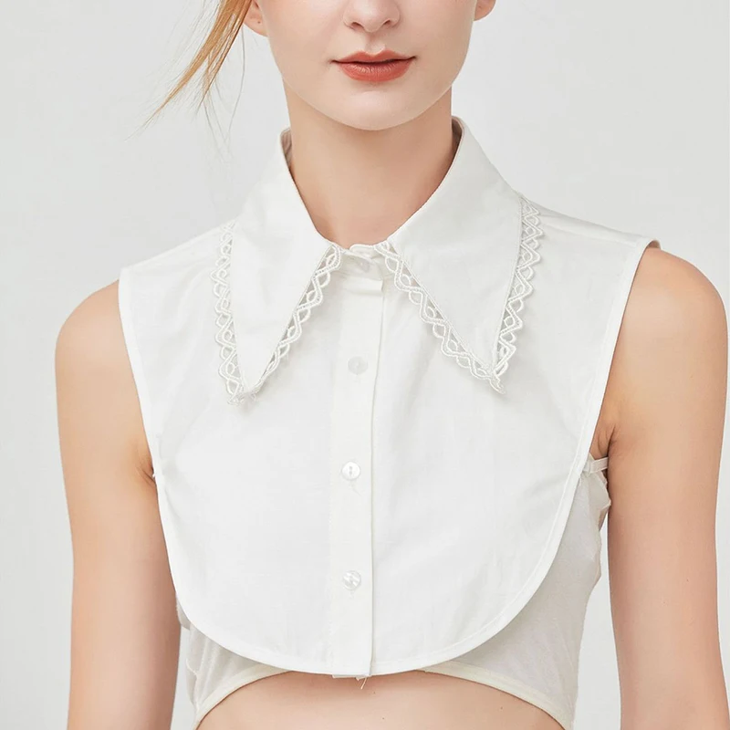 Women Shirt False Collar Vintage Elegant Blouse Lapel Shirt Detachable Collar Female Fake Collar Sweater Suit Decorative