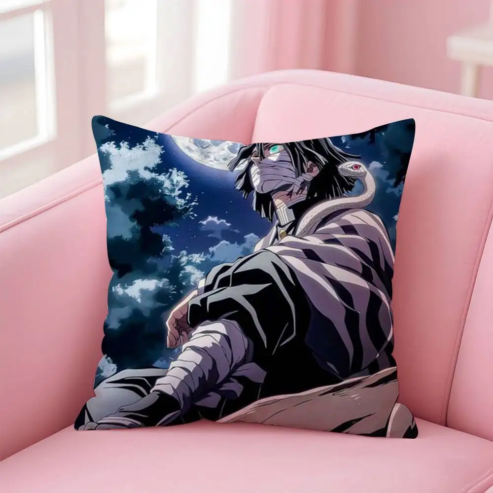 Demon Slayer Kimetsu No Yaiba Anime-Kissenbezug, Anti-Dustmite-Kissenbezug, unsichtbarer Reißverschluss, seidiger kurzer Plüsch-Sofa-Kissenbezug – Detail 12