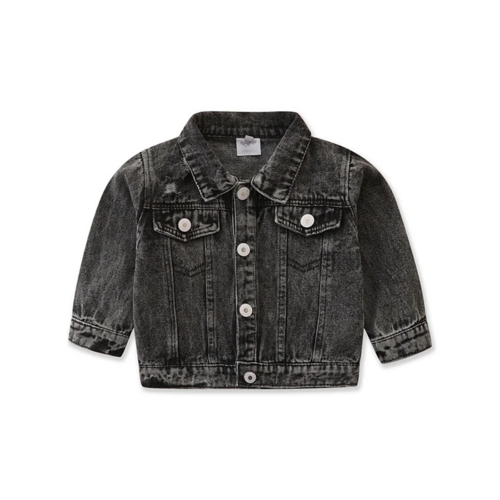 AutumnDenimGirlsJacketBabyBoysLapelCasualCoatsToddlerKid