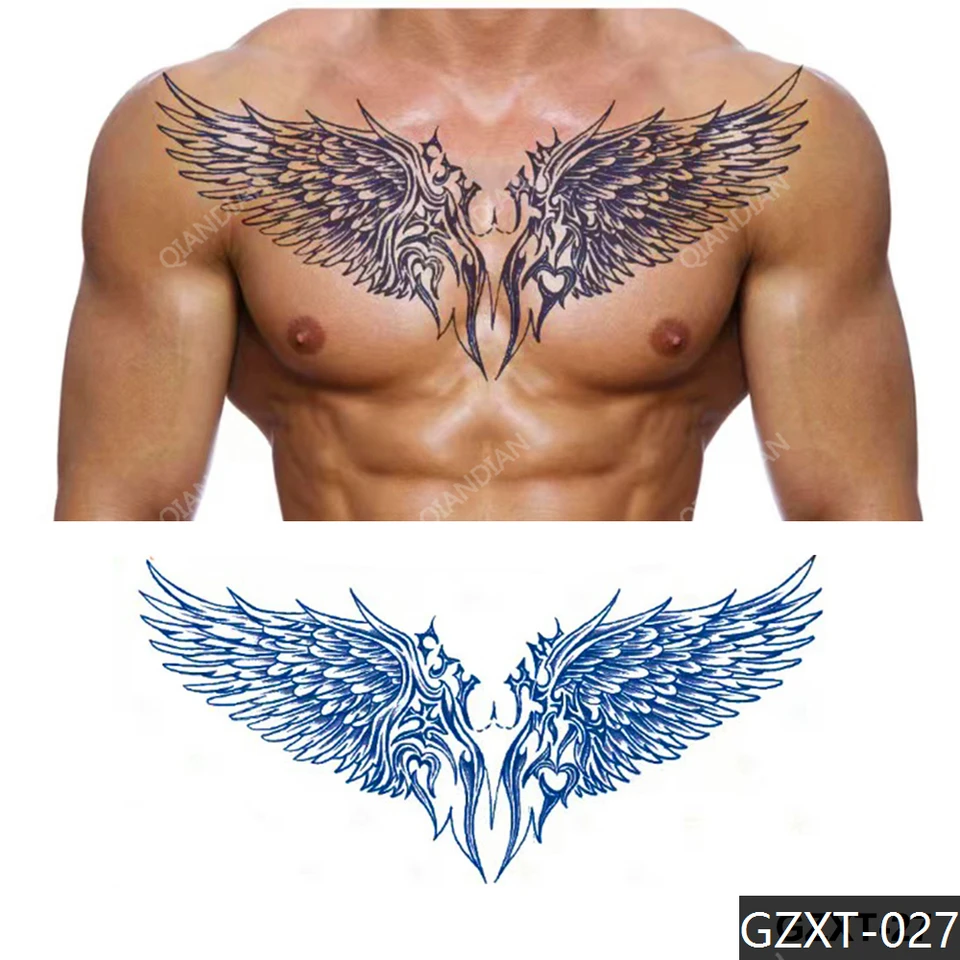 Semi-Permanente Mannen Sap Waterdichte Tijdelijke Tattoo Nep Sticker Borst  Rug Cool Art Wings Mode Maori Hart Pistool Totem - AliExpress, image size:960x960