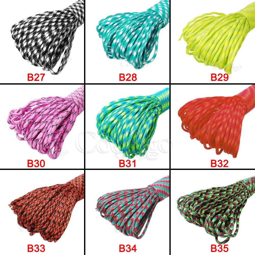 3/100m 4mm Mixed Color Parachute Cord Lanyard Rope 7 Strand Shoelaces Cordon for Paracord Bracelet DIY Craft Accessories