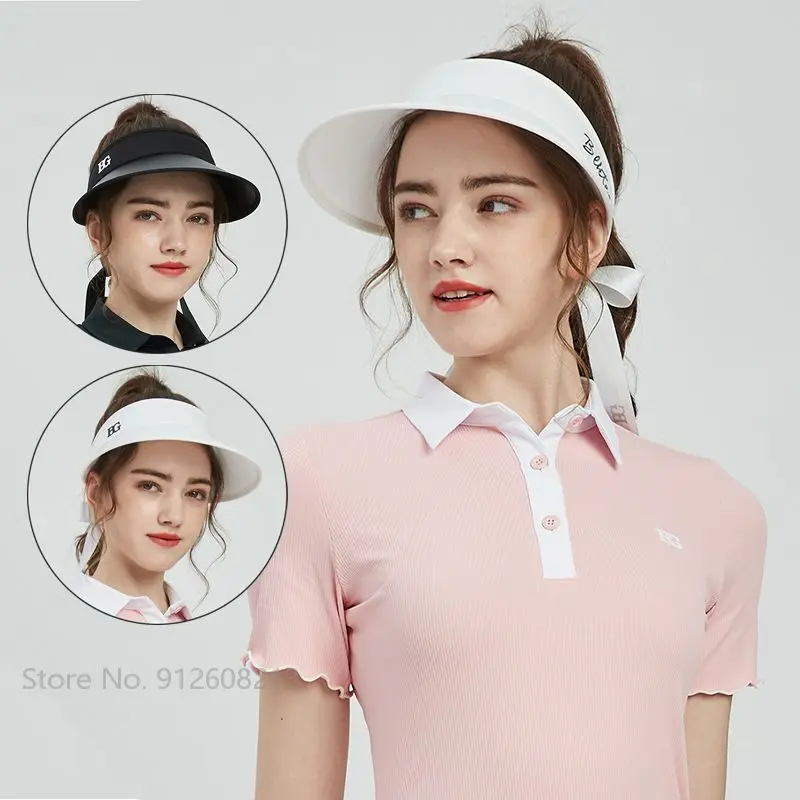 

Blktee Women Sports Anti-UV Empty Top Hats Golf Sun Visor Cap Sun Protected Golf Hat Ladies Wide Brim Bucket Fisherman Caps