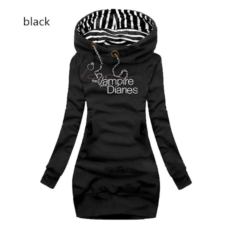

Autumn and Winter Pullover Dresses Women Fashion Long Sleeve Hoodie Dress Casual Hooded Long Sweatshirts