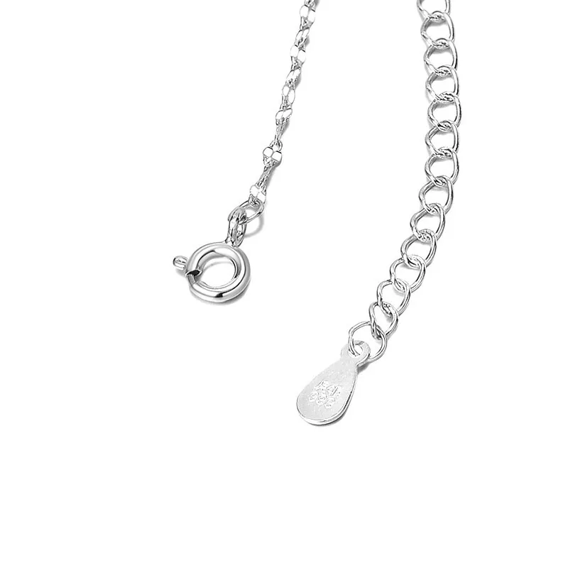 100% 925 Sterling Silver Zircon Geometric Necklace for Women Girl Fashion Mobius Strip Design Jewelry Party Gift Dropshipping