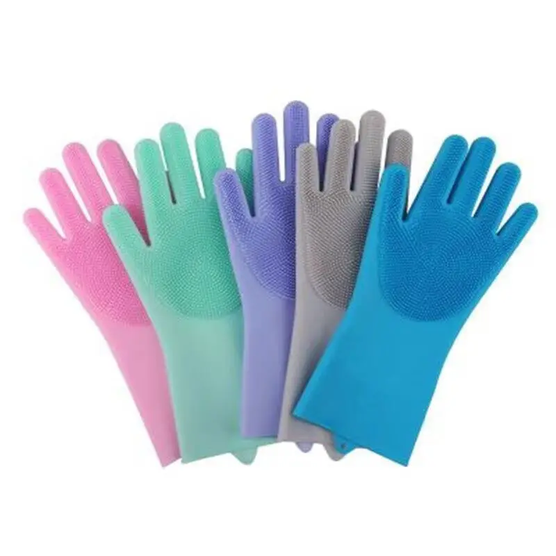 Durable Waterproof Silicone Dishwashing and Shower Gloves