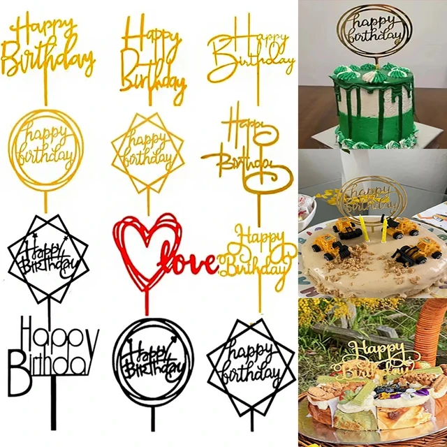 2023 New Happy Birthday Cake Toppers Gold Acrylic Kids Birhday Cake Topper  For Kids Birthday Party Cake Decorations Baby Shower - AliExpress