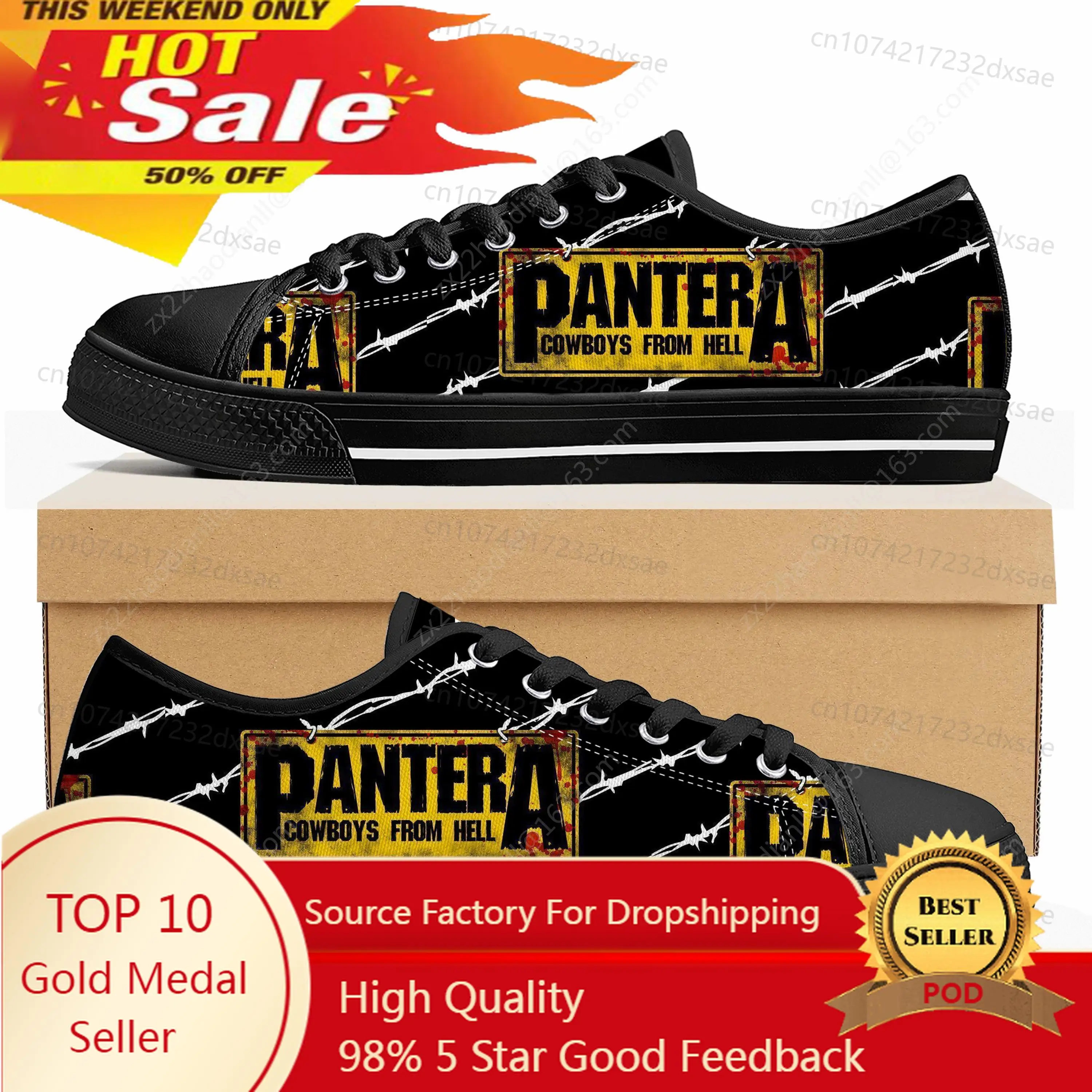 

Pantera Metal Band Pop Low Top High Quality Sneakers Mens Women Teenager Canvas Sneaker Casual Couple Shoes Custom Shoes