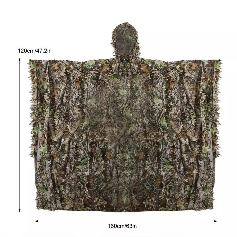 3D Camouflage Leafy Leaves Clothing Jungle Woodland Hunting Camo Poncho Cloak