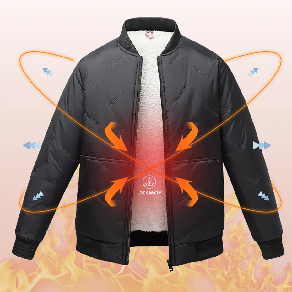 Thick Baseball Jacket Men Winter Fleece Jackets Coats Fashion Casual Warm Bomber Jackets Male Solid Color Coats