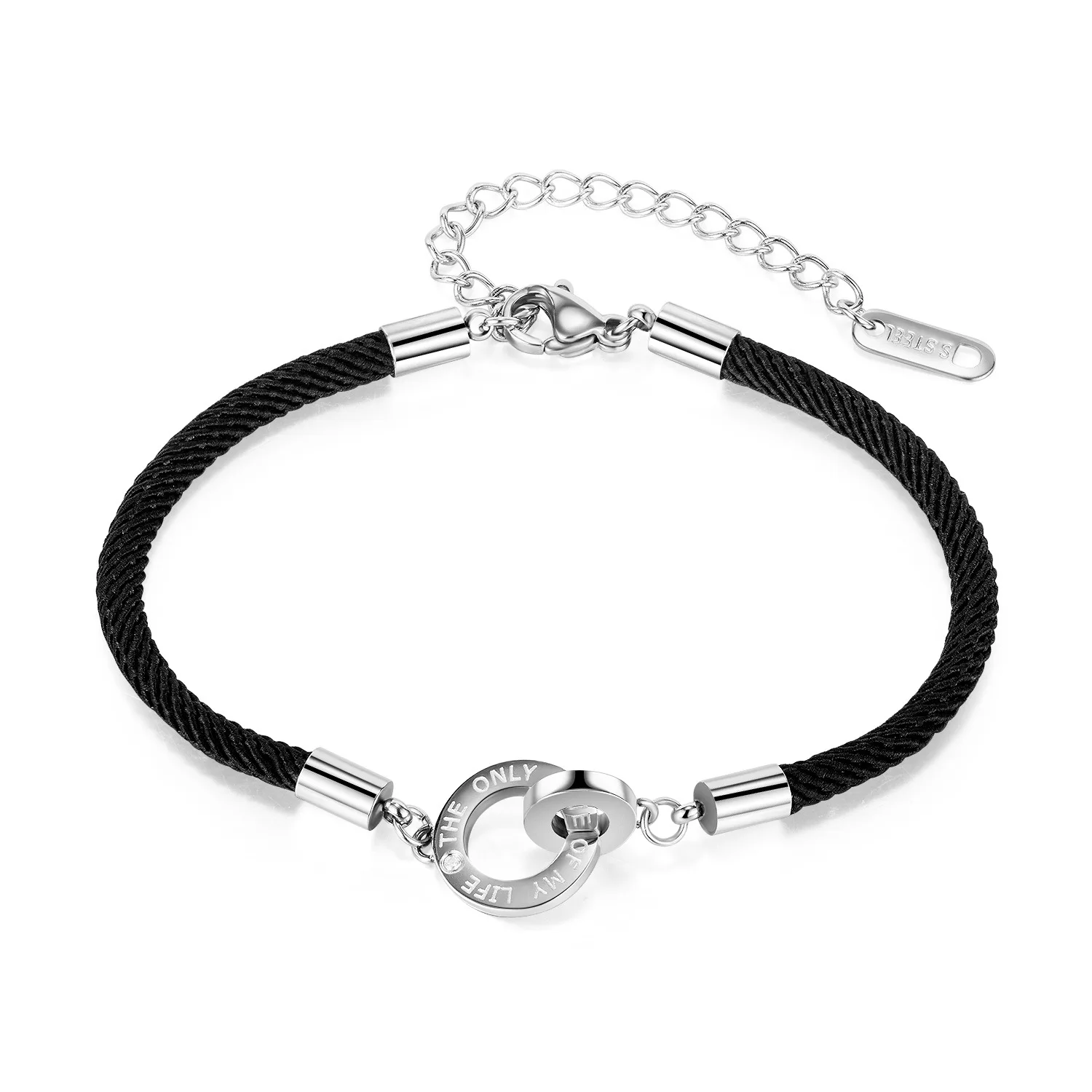 

The new fashion jewelry personality double ring hand rope ring interlocking couples bracelet popular in Europe and the United St