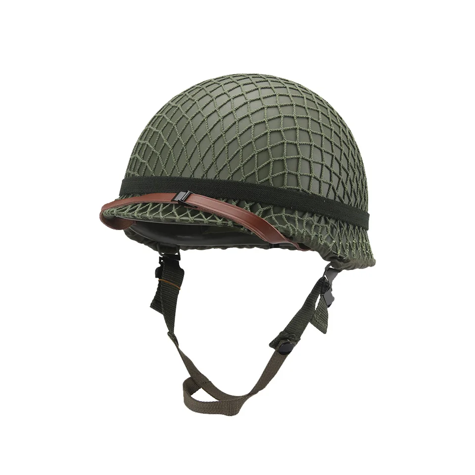 ヴィンテージタクティカルヘルメット,裏地付き,ナイロン,金属鋼,2層