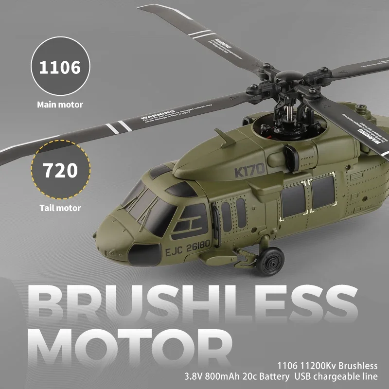 Hélicoptère RC Black Hawk UH-60L 4CH sans aileron vert