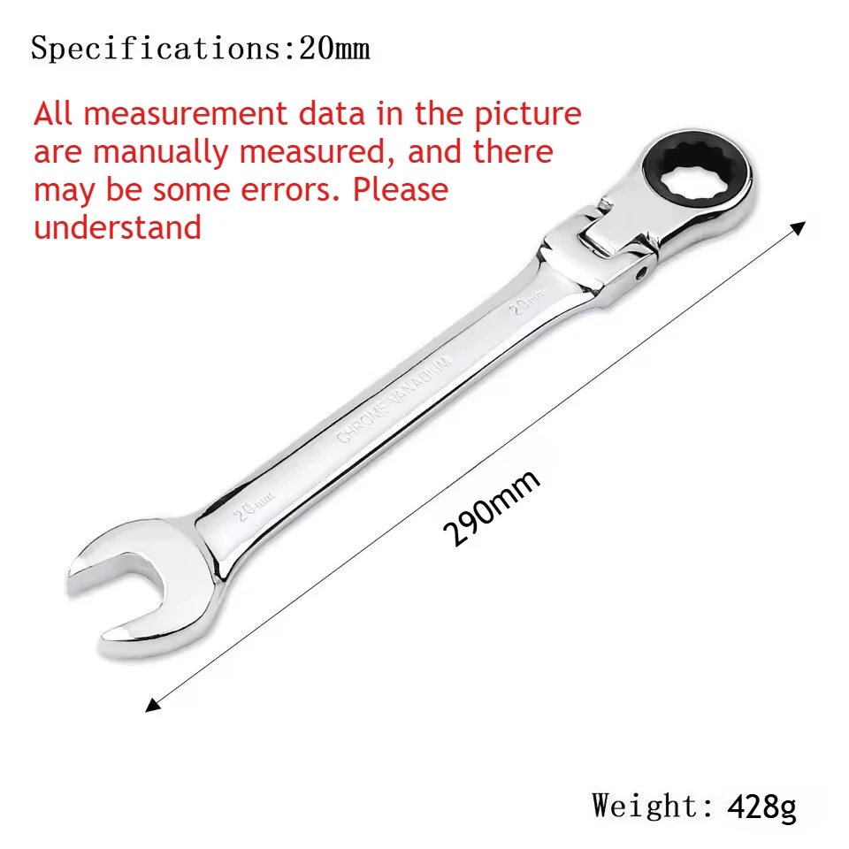 Universal 72-Tooth Flexible Pivoting Head Ratchet Wrench, Metric Manual Tool