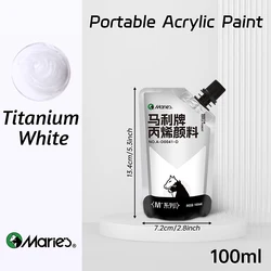 100ml Waterproof Acrylic Paint in Assorted Colors for DIY Crafts and Professional Art Projects (Titanium White)