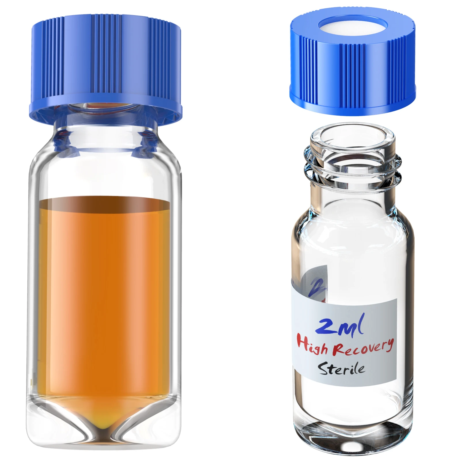 Sterile Vials with Micro-insert Screw Cap, Glass Insert Conical Bottom Shell Vials for Maximum Retrieval,6pcs