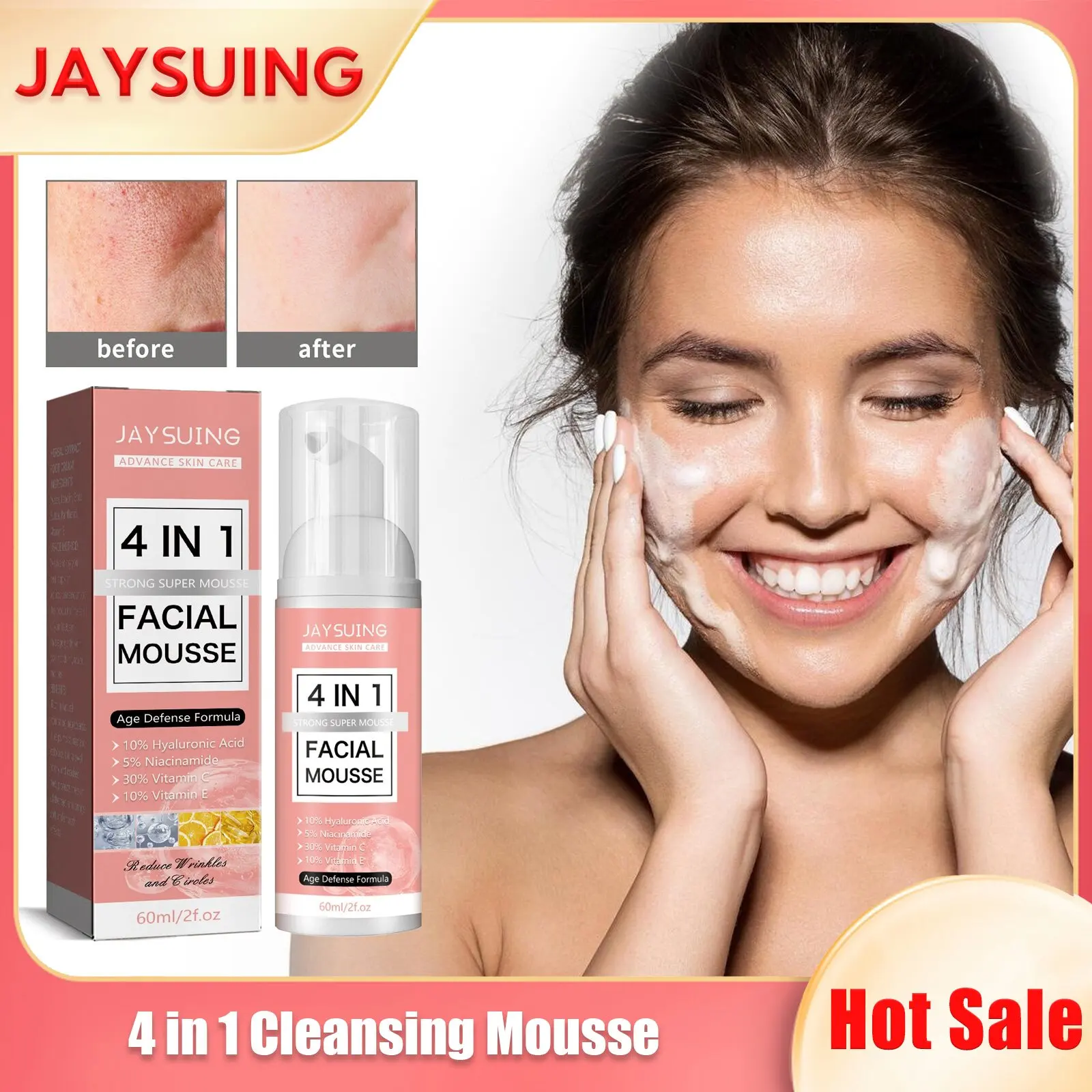 

Anti Acne Facial Cleanser Foam Remove Blackhead Shrink Pore Oil Control Moisturizing Exfoliating Multipurpose Cleanser Face Wash