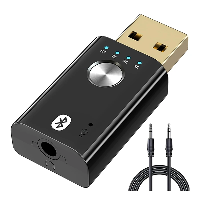 

4 в 1 USB Bluetooth 5,1 приемник передатчика портативный Bluetooth адаптер подходит для ПК, звуковой карты, автомобиля, наушников 1 комплект