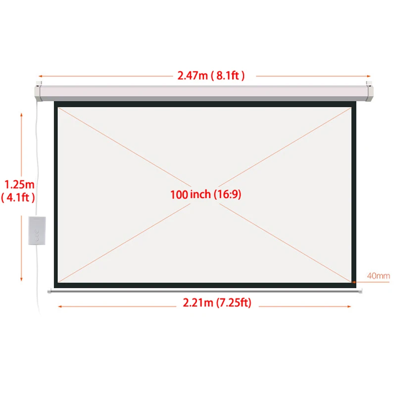 HD 100 Inch 16:9 Electric Screen For 3D LED DLP Laser Projector - Image 2