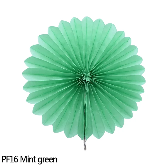 5pcs 10-30cm Color Tissue Paper Cut-Out Paper Fans Pinwheels Hanging Flower Paper Crafts for Wedding Party Birthday Decor Suppli PF16-Mint green