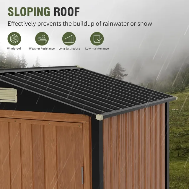 Outdoor Storage Shed 6x4 Ft, Lockable Metal Garden Shed with Window, Tool Shed Tiny House Vertical Outside Storage Building 6