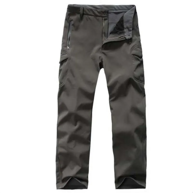 Mens Fleece Warm Casual Pants Military Tactical Camouflage Pant Shark Skin Softshell Waterproof Trousers Outdoor Hiking Pants 5