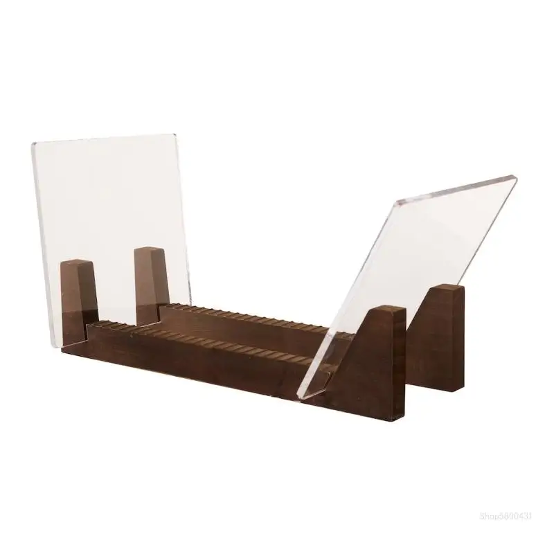 

Vinyl Record Storage Holder Display Stand Acrylic Ends Wooden for LP Albums Rack