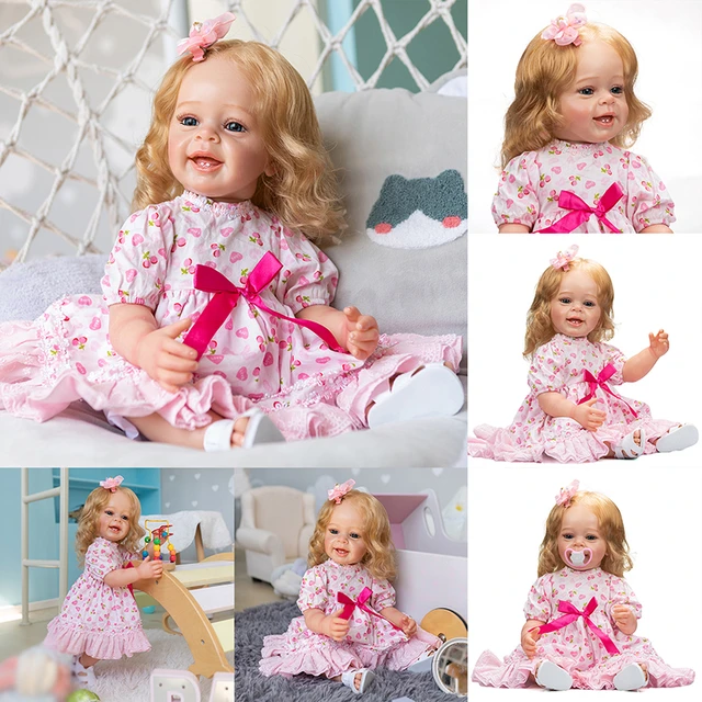 Acabado Reborn Toddler Doll, Bebe, já pintado, realista, toque macio,  cabelo longo encaracolado, pele 3D, como a imagem, 60cm - AliExpress