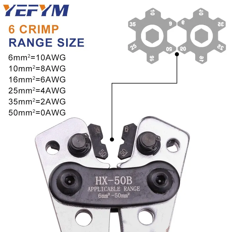 YEFYM Ʃ ͹̳ ũ  ũ , HX-50B ö̾ 6-50mm2/AWG 10-0 Ƽ ͸ ̺  ̺ 