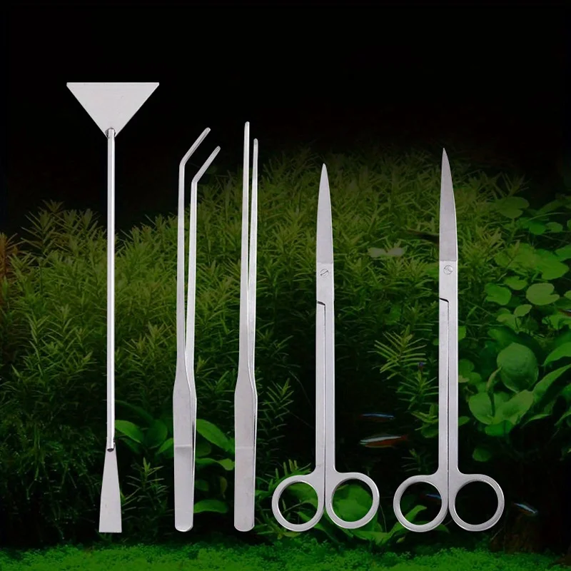 Stainless Steel Aquarium Scissor/Tweezers Tool Long Aquarium Cleaning Plant Spatula Tool Fish Tank Maintenance 1pc Tweezer Tool