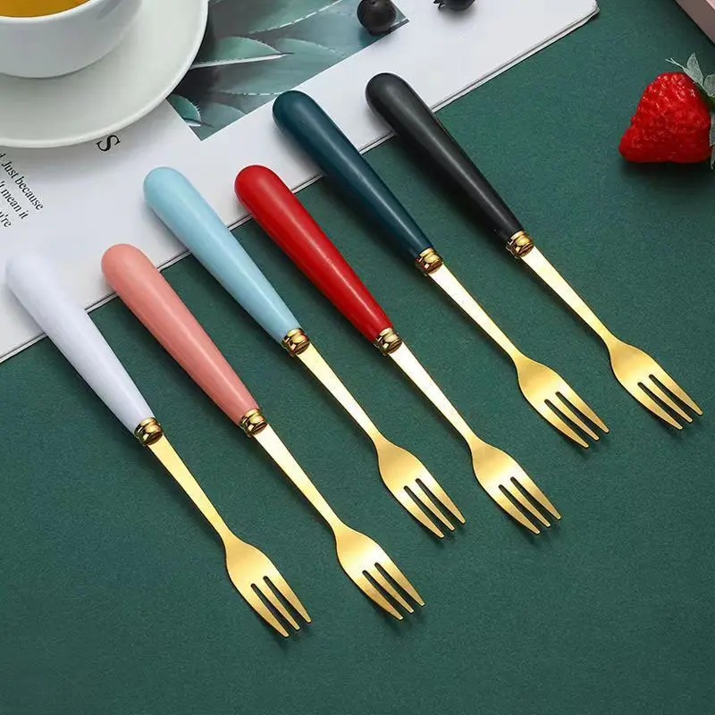 

410 Stainless Steel Fruit Fork, Dessert Cake Forks, Salad Fork for Party, Kitchen Tableware, X015