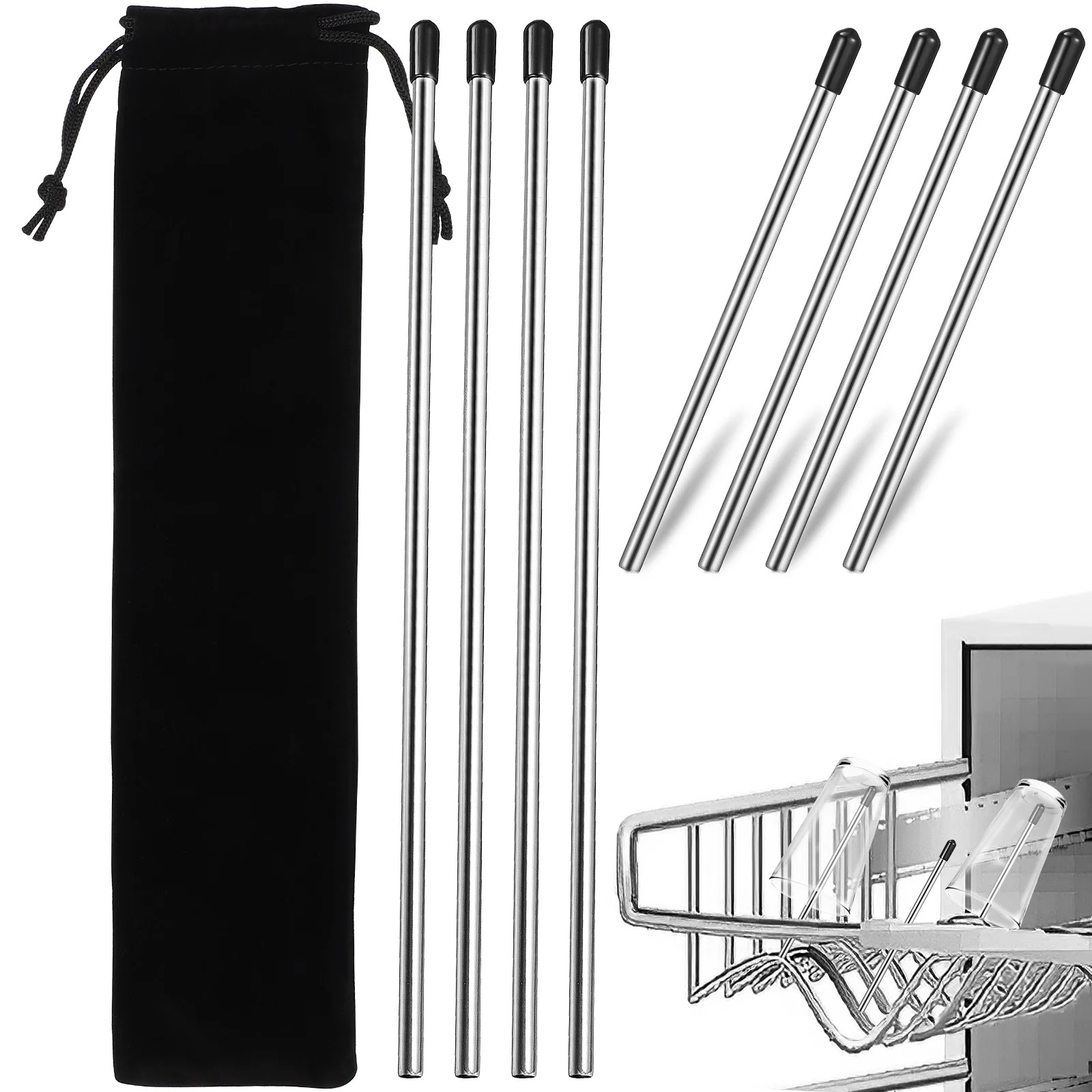 

Solustre Bottle Holders Dish Drainer 8Pcs Dish Drying Rack Stainless Steel Insert Sticks Compatible Soda Bottles Utensil