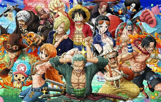 Quadro 5 Peças Para Sala One Piece Anime Desenhos Series 3d