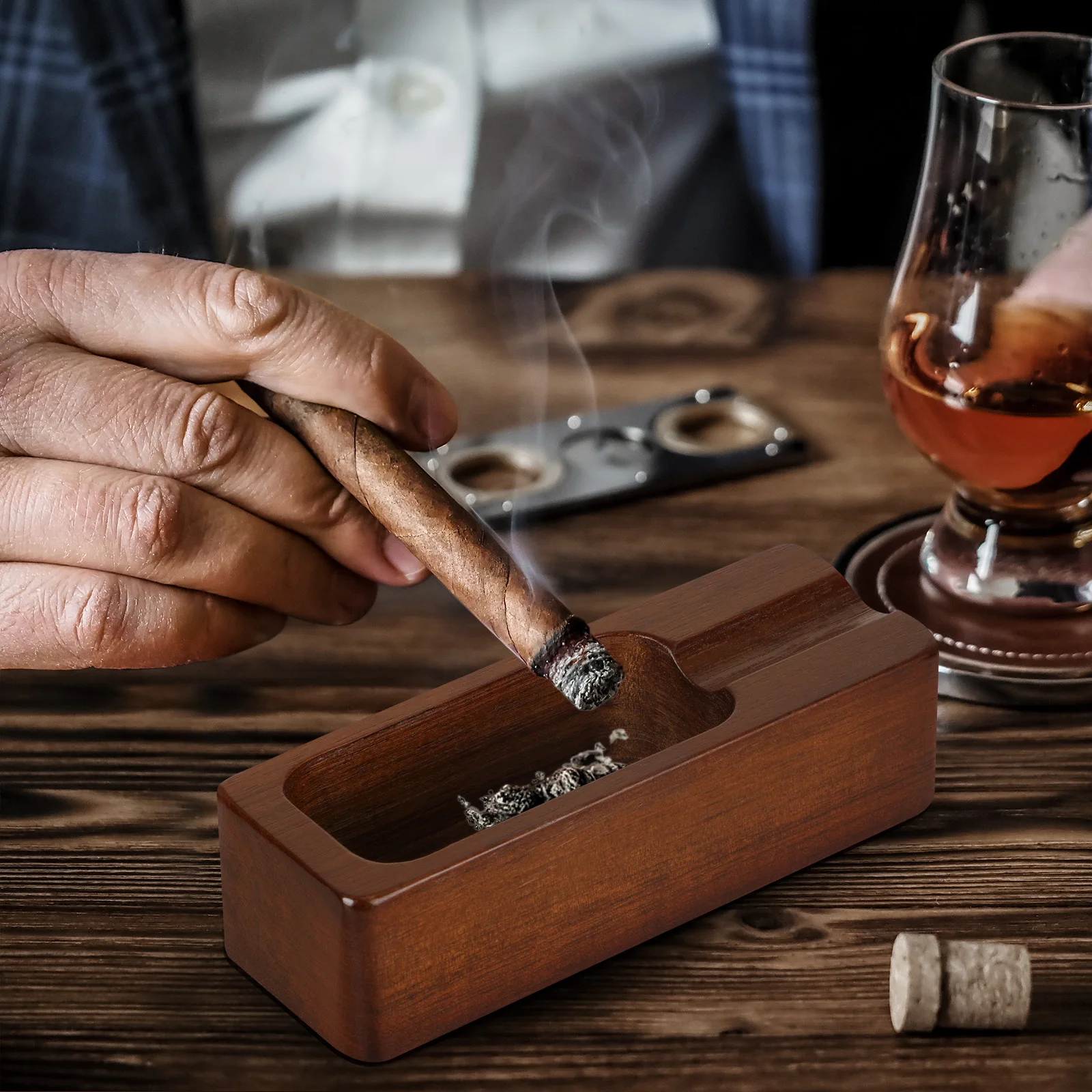 Cigar Ashtray Wooden Ashtray Smokers Outdoor Home Office Decoration Useful Portable Travel Smoking Lover's Gift