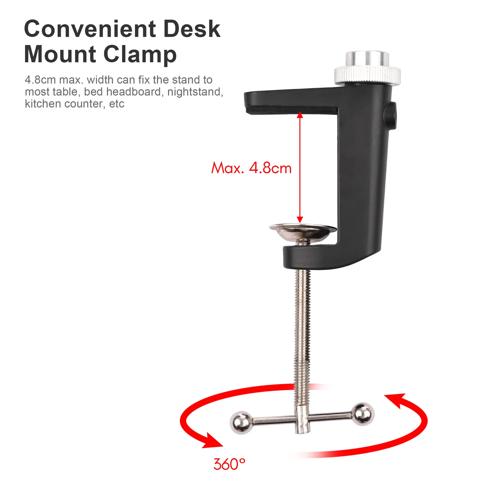 Andoer ST-01 Metal Bracket Flexible Foldable Desk Mount Stand Ballhead Adapter for Fill Light LED Ring Light Camera Smartphone light stand