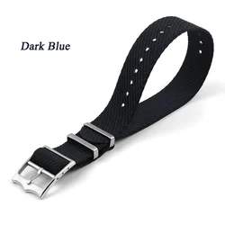 Premium Canvas Nylon Watch Strap - Durable Fabric Wristband - 22mm (Dark Blue)