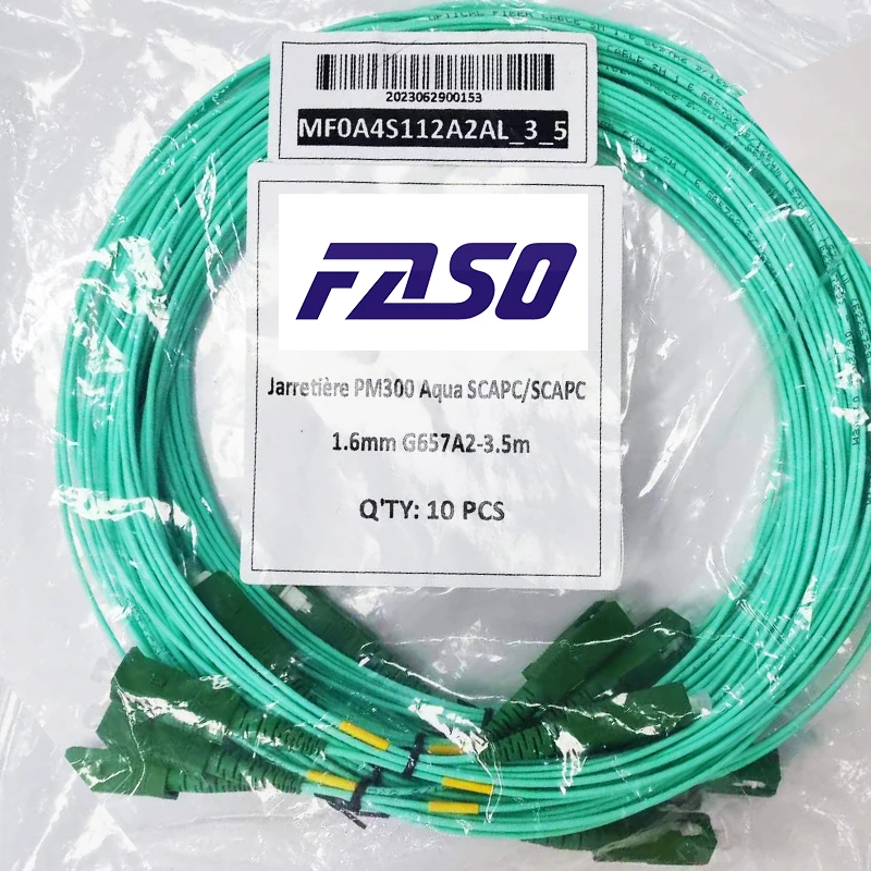FTTH Jarretiere 1.6mm 3.5m Aqua G657A2 Fibra Optica Patch Cable Green Jumper SC Simplex SM SX SCAPC Optical Fiber Patch Cord