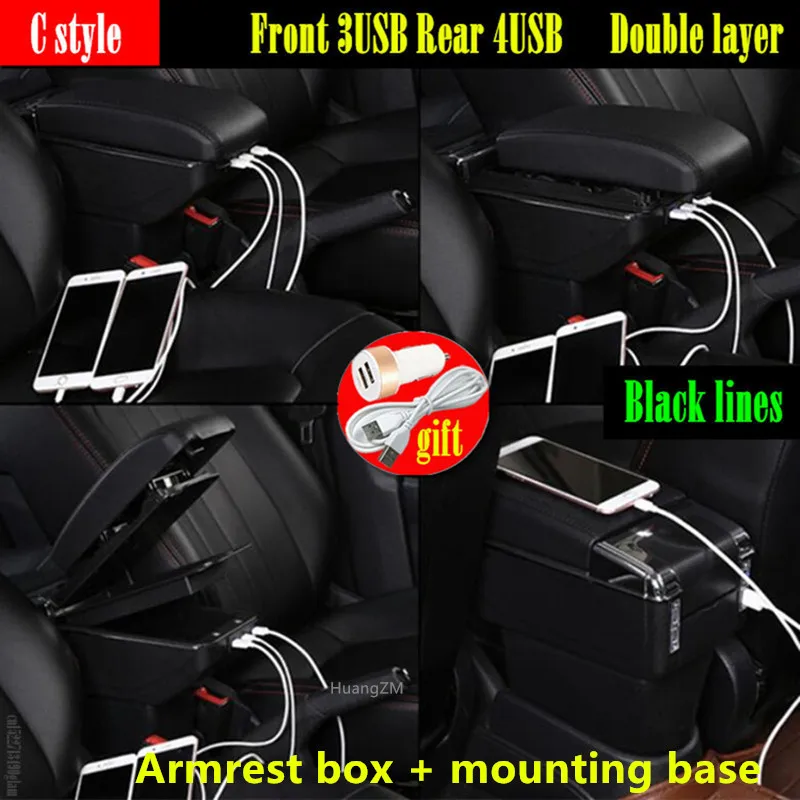 For Volkswagen Polo Armrest Box for Volkswagen VW Polo Sedan 2011-2020 Car  Armrest Central Storage Box with USB Car Accessories